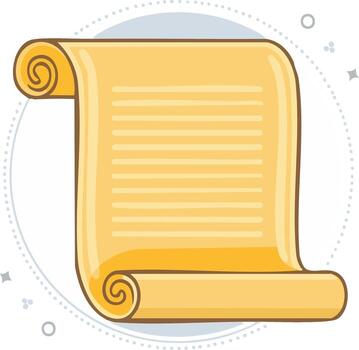 Simple Golden Rolled Parchment Scroll with Faint Text Lines Old Document Paper Illustration vector