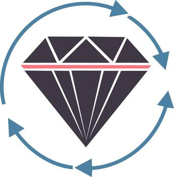 diamante giratorio circulo con flechas indicando movimiento y cíclico proceso vector