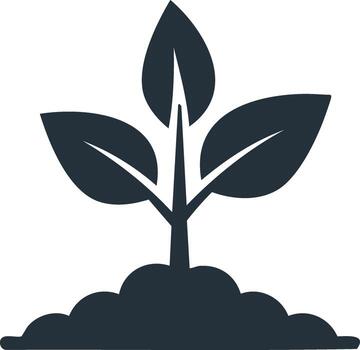 Simple flat icon of a plant seedling sprouting from a mound of soil symbolizing growth and new beginnings vector