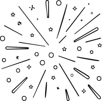 Abstract Line Art Burst with Stars and Circles Dynamic Celebration Design Element vector