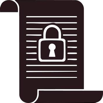 Document with padlock symbol representing security and protection of information vector