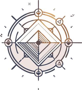 Geometric compass design illustration with abstract shape elements vector