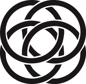 Intertwined Circles Abstract Design Black Rings Interlocking Pattern vector