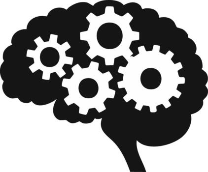 cerebro función concepto presentando giratorio engranajes simbolizando pensamiento procesos vector