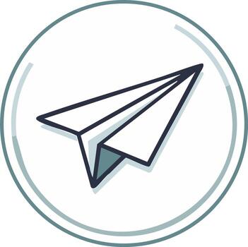 Hand drawn paper airplane in a circle representing mail communication message or send symbol vector