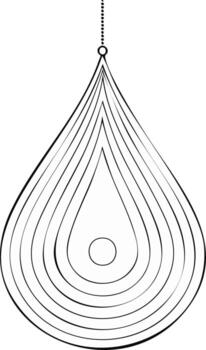 Abstract Tear Drop Shape with Concentric Rings and Dotted Line vector