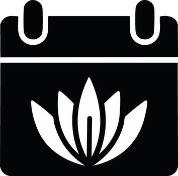 Calendar Icon with Lotus Flower Symbol for Dates or Events and Scheduling vector