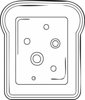 Outline Drawing of a Slice of Bread with Bubbles and Texture vector