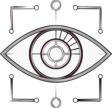 Abstract Eye with Technology Connection Points Representing Vision Systems vector