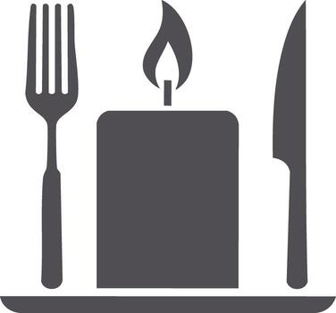 Table Setting with Fork, Knife and Candle Icon Design for Restaurant or Menu Design vector