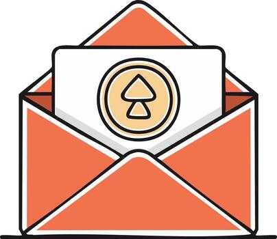 abierto sobre entregando un letra con un enviar o subir icono para digital mensajería vector