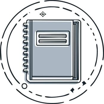 Spiral notebook sketch illustration. Doodle style diary with sheets and space for text. Note pad image vector