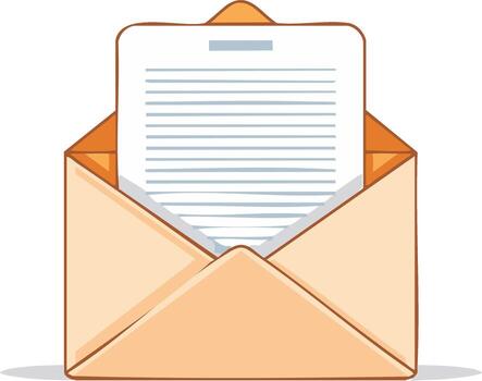 cartoon open envelope revealing a letter symbolizing new mail message or communication vector