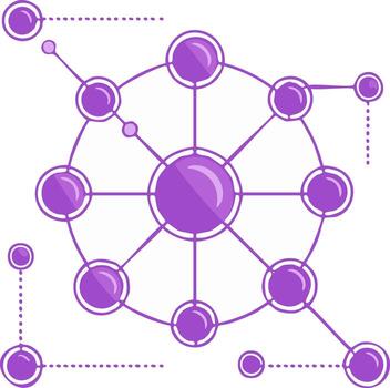 Abstract Violet Network Connections Nodes Digital Structure Technology vector