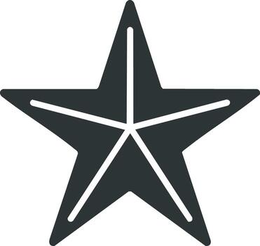 Clean Dark Grey Five Point Star Symbol Icon with Internal Lines Graphic Design Element vector