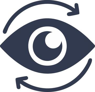 Eye with circular arrows icon for vision, perspective, refresh, and 360-degree view vector