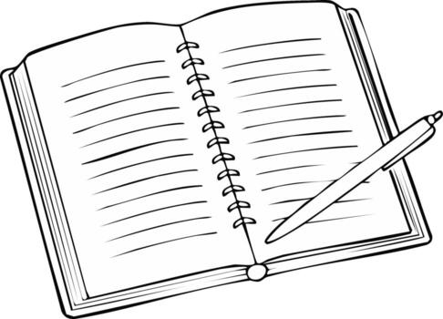 Sketch of an Open Notebook and Pen vector
