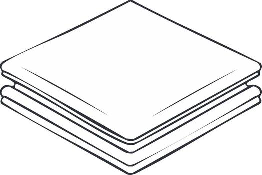 Stack of folded square napkins or paper in isometric view line art graphic vector
