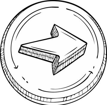 bosquejo estilo flecha símbolo dentro un circulo con giratorio flechas indicando Progreso o dirección vector