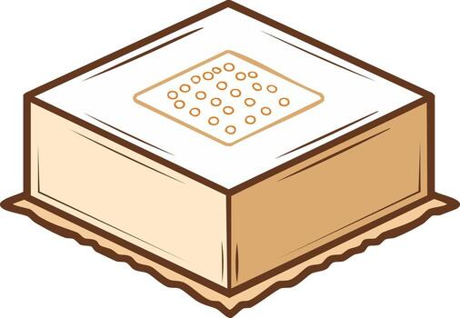 Square cream cake with a cracker topping illustration icon vector