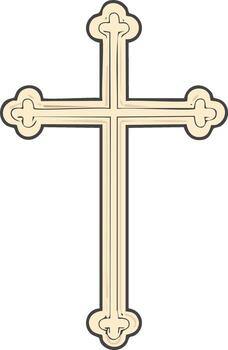 Stylized ornate cross with clover-shaped ends and subtle shading on a white background vector