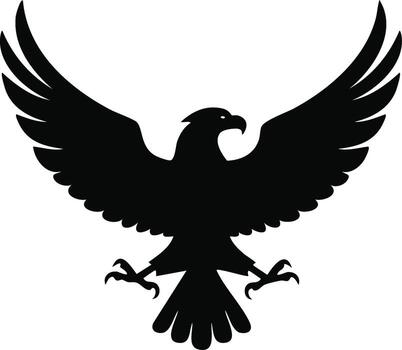 Striking Black Silhouette of an Eagle with Open Wings Against a Plain Backdrop Symbolic of Freedom and Power, and Wildlife vector