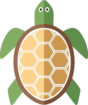 estilizado verde mar Tortuga plano diseño ilustración con único hexagonal cáscara modelo vector