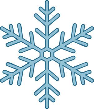 Stylized Light Blue Snowflake with Six Points and a Hexagon in the Center Simple and Clean Design vector