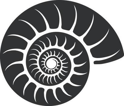Abstract Spiral Shell Illustration, Nature, Ancient Fossil, Isolated vector