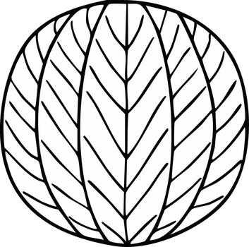 estilizado resumen globo o esfera con hoja como modelo ilustración en negro contorno vector