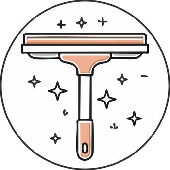 Squeegee Cleaning Tool with Sparkling Effect For Surfaces like Windows or Mirrors vector