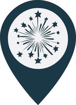 Fireworks icon on a pin pointer illustration vector