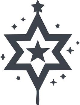 Star wand illustration with multiple stars and sparkles, modern graphic design element vector