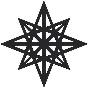 Geometric eight pointed star with an intricate linear pattern icon vector
