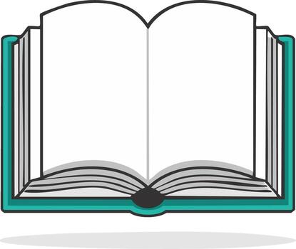 Vibrant teal covered open book displaying blank white pages a simple clear illustration vector