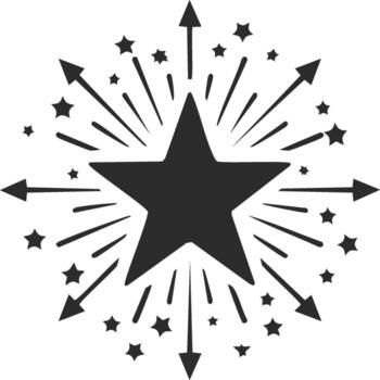 Exploding Star Burst with Arrows and Smaller Stars Graphic vector