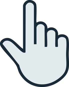 Stylized hand cursor pointer pointing upwards with a thick outline vector