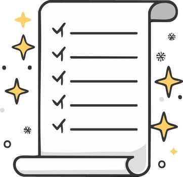 Hand Drawn To Do List on a Paper Scroll with Completed Checkmarks and Stars vector
