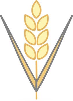Stylized wheat stalk with abstract surrounding elements in yellow and gray tones vector