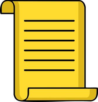 Old yellow paper scroll icon cartoon parchment manuscript with lines for writing a list vector