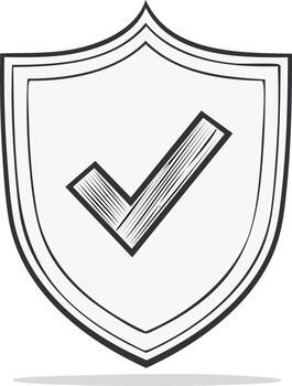 Shield Icon with Check Mark Outline Design for Safety Security and Validation Concept vector
