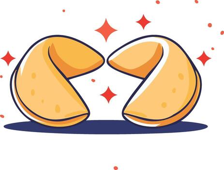 Two fortune cookies with a hint of sparkle for good luck vector