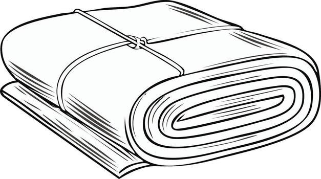 Illustration of a Rolled Blanket Tied with String vector