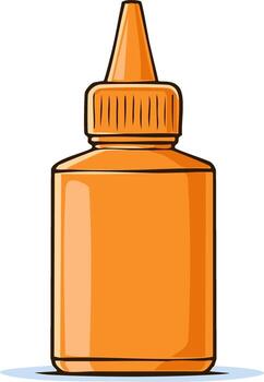 Orange bottle of glue in a cartoon style, with pointed tip for accurate dispensing vector
