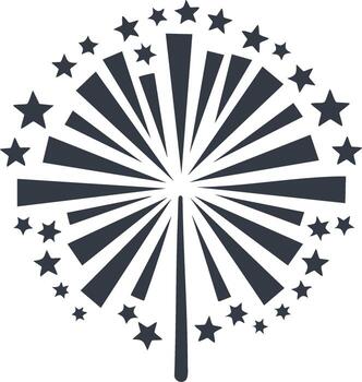 Abstract firework burst icon with radiating lines and surrounding star shapes vector