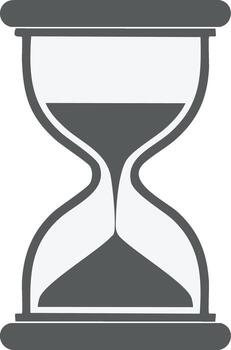 sencillo gris reloj de arena icono con fluido arena representando hora paso y cuenta regresiva vector