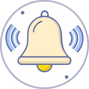 Ringing bell icon with sound waves in a circle for notifications vector