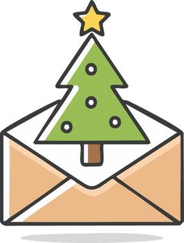 Navidad árbol saludo mensaje estallar fuera de un abierto sobre ilustración vector