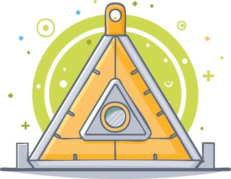 Geometric Abstract Yellow Triangle with Circular Design Elements and Dots vector