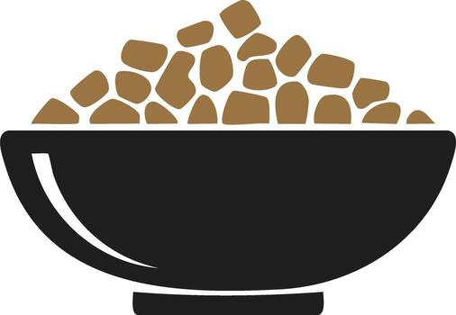 Brown Chunks Overflowing a Black Bowl, Simple Illustration, Abstract Graphic Image of Cubes, Visual Texture, Modern Food Design vector